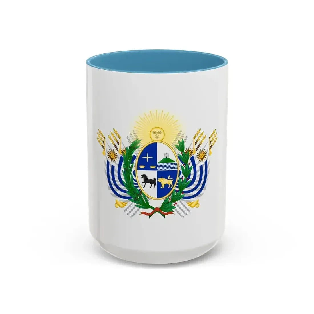 Coat of arms of Uruguay (1829-1908) - Accent Coffee Mug 15oz Light Blue - Go Mug Yourself
