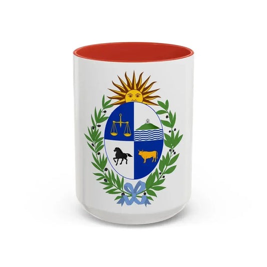 Coat of arms of Uruguay - Accent Coffee Mug 15oz Red - Go Mug Yourself