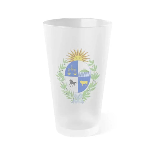 Coat of arms of Uruguay - Frosted Pint Glass 16oz 16oz Frosted - Go Mug Yourself