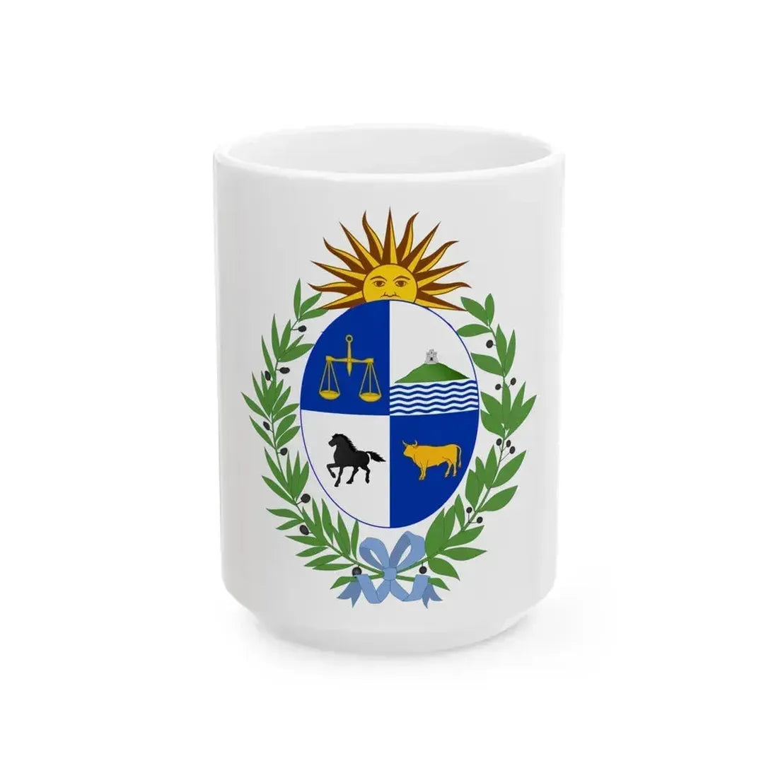 Coat of arms of Uruguay - White Coffee Mug 15oz - Go Mug Yourself