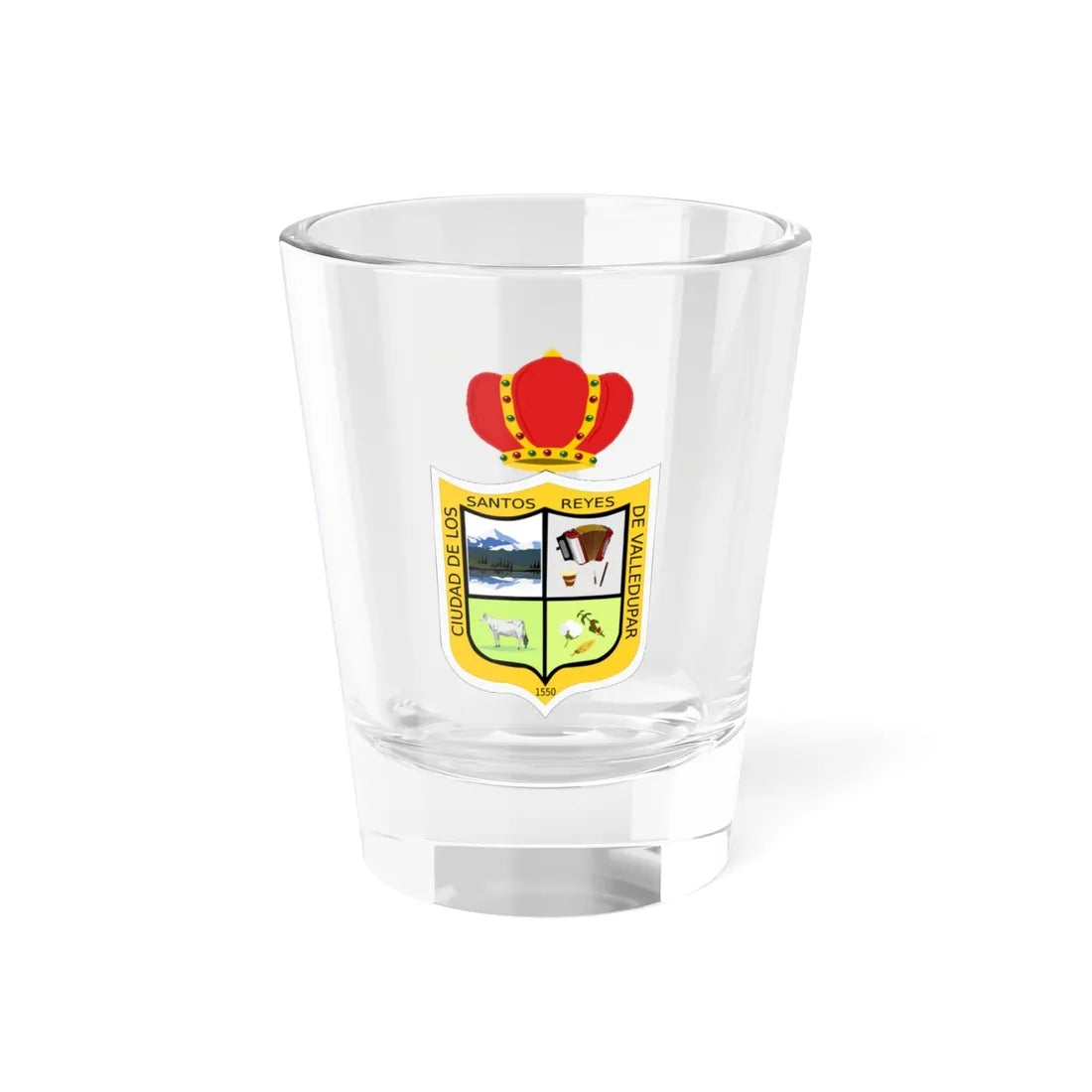 Coat of arms of Valledupar (Colombia) (Coat of Arms) Shot Glass 1.5oz 1.5oz - Go Mug Yourself