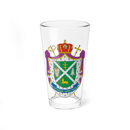 Coat of arms of Vasyl Ivasiuk (Ukraine) (Coat of Arms) Pint Glass 16oz 16oz - Go Mug Yourself