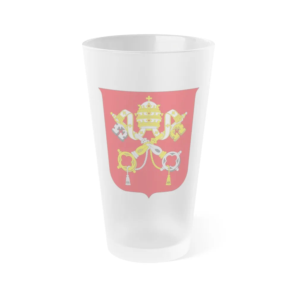 Coat of arms of Vatican City State - Frosted Pint Glass 16oz-Go Mug Yourself