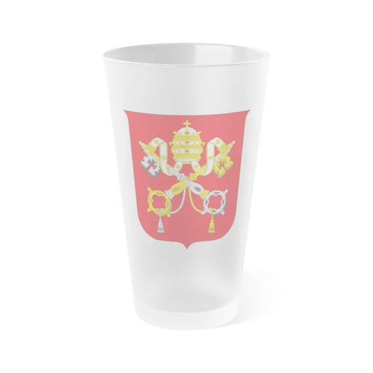 Coat of arms of Vatican City State - Frosted Pint Glass 16oz-Go Mug Yourself