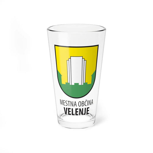 Coat of arms of Velenje with lettering (Slovenia) (Coat of Arms) Pint Glass 16oz 16oz - Go Mug Yourself