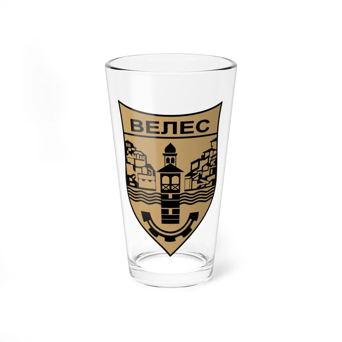 Coat of arms of Veles Municipality (North Macedonia) (Coat of Arms) Pint Glass 16oz 16oz - Go Mug Yourself