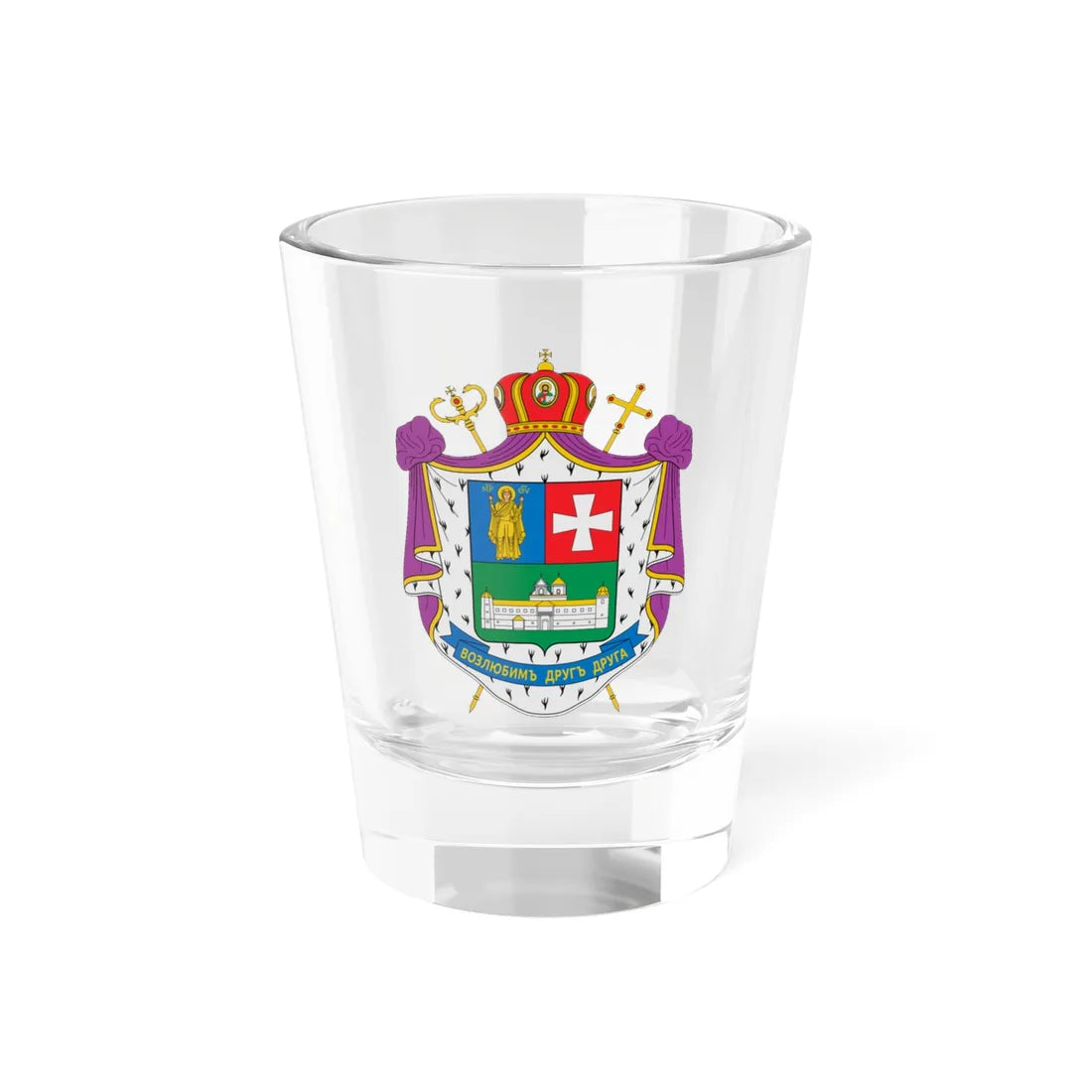 Coat of arms of Venedykt Aleksiychuk (Ukraine) (Coat of Arms) Shot Glass 1.5oz 1.5oz - Go Mug Yourself