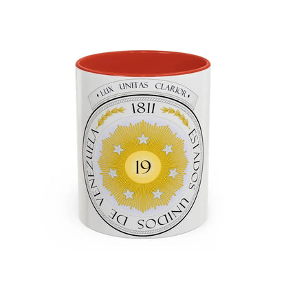 Coat of arms of Venezuela (1810) - Accent Coffee Mug 11oz Red - Go Mug Yourself