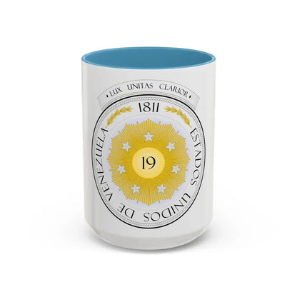 Coat of arms of Venezuela (1810) - Accent Coffee Mug 15oz Light Blue - Go Mug Yourself