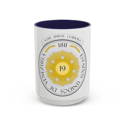 Coat of arms of Venezuela (1810) - Accent Coffee Mug 15oz Navy - Go Mug Yourself