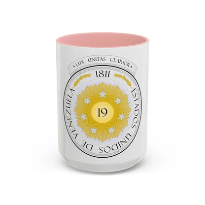 Coat of arms of Venezuela (1810) - Accent Coffee Mug 15oz Pink - Go Mug Yourself