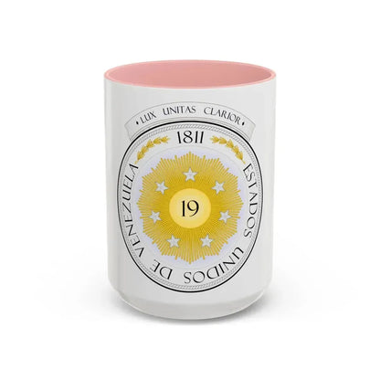 Coat of arms of Venezuela (1810) - Accent Coffee Mug 15oz Pink - Go Mug Yourself