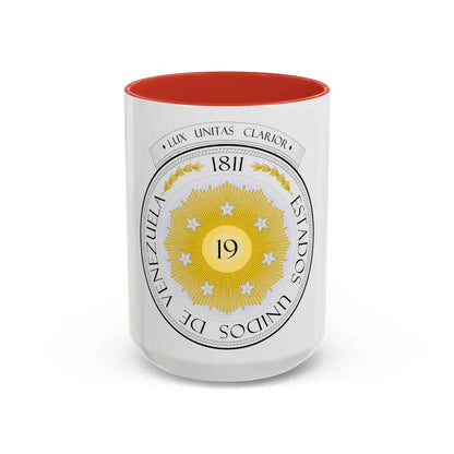 Coat of arms of Venezuela (1810) - Accent Coffee Mug 15oz Red - Go Mug Yourself