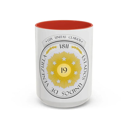 Coat of arms of Venezuela (1810) - Accent Coffee Mug 15oz Red - Go Mug Yourself