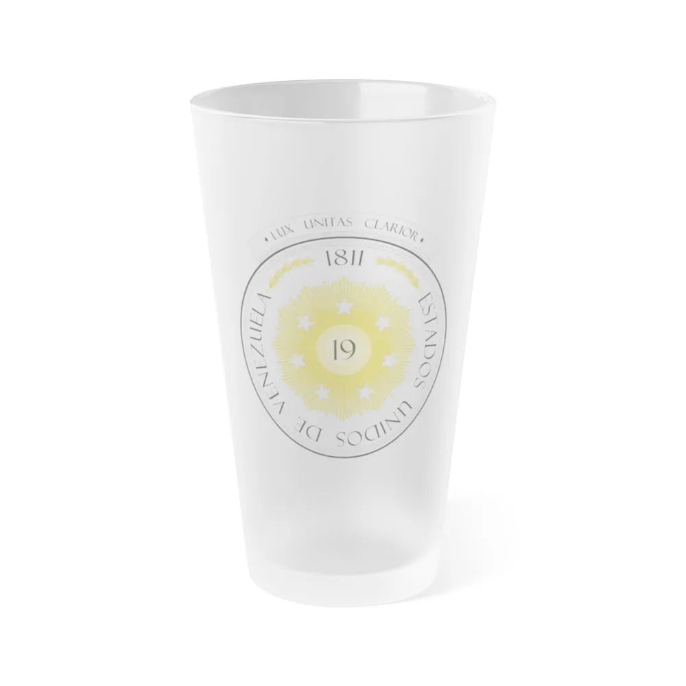 Coat of arms of Venezuela (1810) - Frosted Pint Glass 16oz-Go Mug Yourself