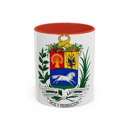 Coat of arms of Venezuela (1871) - Accent Coffee Mug 11oz Red - Go Mug Yourself