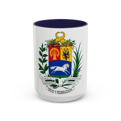 Coat of arms of Venezuela (1871) - Accent Coffee Mug 15oz Navy - Go Mug Yourself