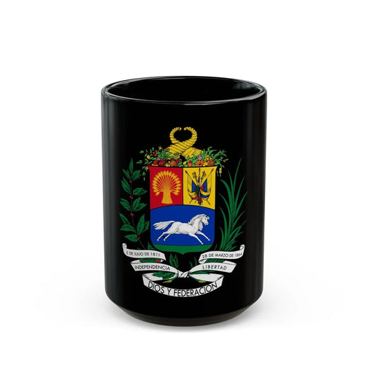 Coat of arms of Venezuela (1871) - Black Coffee Mug-15oz-Go Mug Yourself