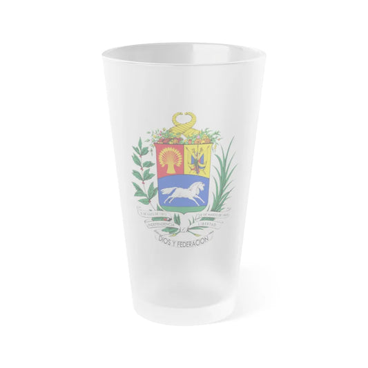 Coat of arms of Venezuela (1871) - Frosted Pint Glass 16oz-Go Mug Yourself