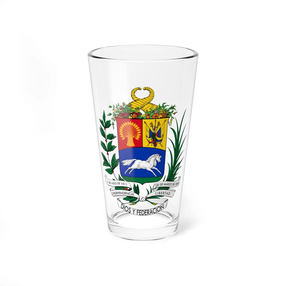 Coat of arms of Venezuela (1871) - Pint Glass 16oz-16oz-Go Mug Yourself