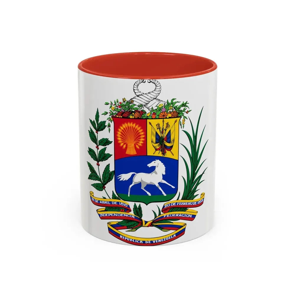 Coat of arms of Venezuela (1954-2006) - Accent Coffee Mug 11oz Red - Go Mug Yourself