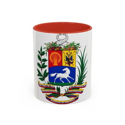 Coat of arms of Venezuela (1954-2006) - Accent Coffee Mug 11oz Red - Go Mug Yourself