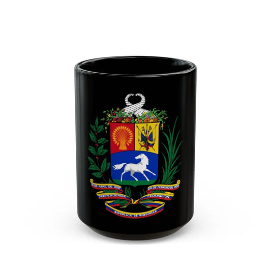 Coat of arms of Venezuela (1954-2006) - Black Coffee Mug-15oz-Go Mug Yourself