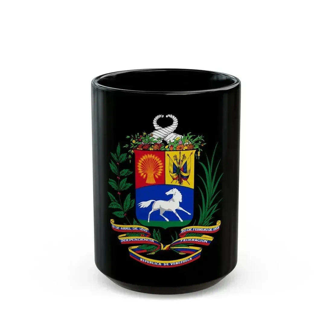 Coat of arms of Venezuela (1954-2006) - Black Coffee Mug 15oz - Go Mug Yourself