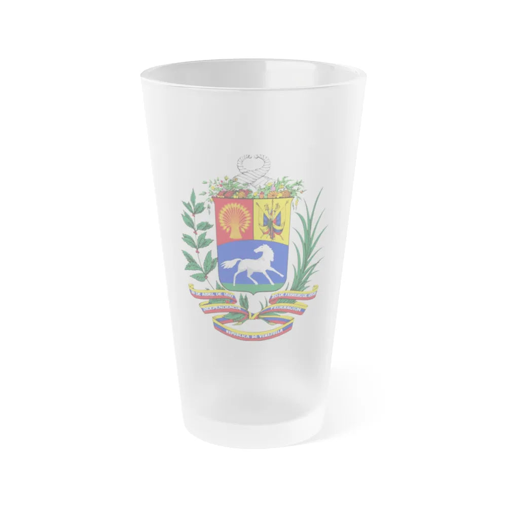 Coat of arms of Venezuela (1954-2006) - Frosted Pint Glass 16oz-Go Mug Yourself