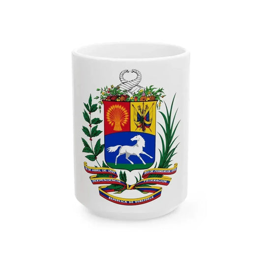 Coat of arms of Venezuela (1954-2006) - White Coffee Mug 15oz - Go Mug Yourself