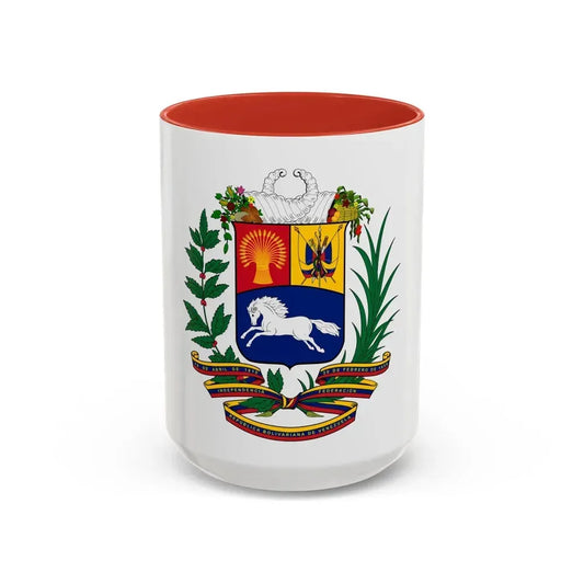 Coat of arms of Venezuela - Accent Coffee Mug 15oz Red - Go Mug Yourself