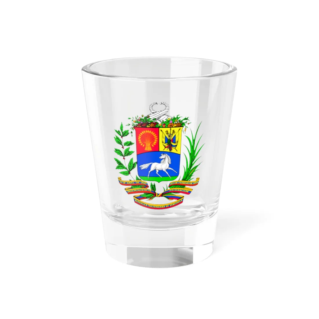 Coat of arms of Venezuela before 2006 (Venezuela) (Coat of Arms) Shot Glass 1.5oz 1.5oz - Go Mug Yourself