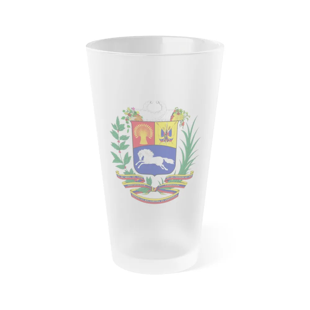 Coat of arms of Venezuela - Frosted Pint Glass 16oz-16oz-Frosted-Go Mug Yourself