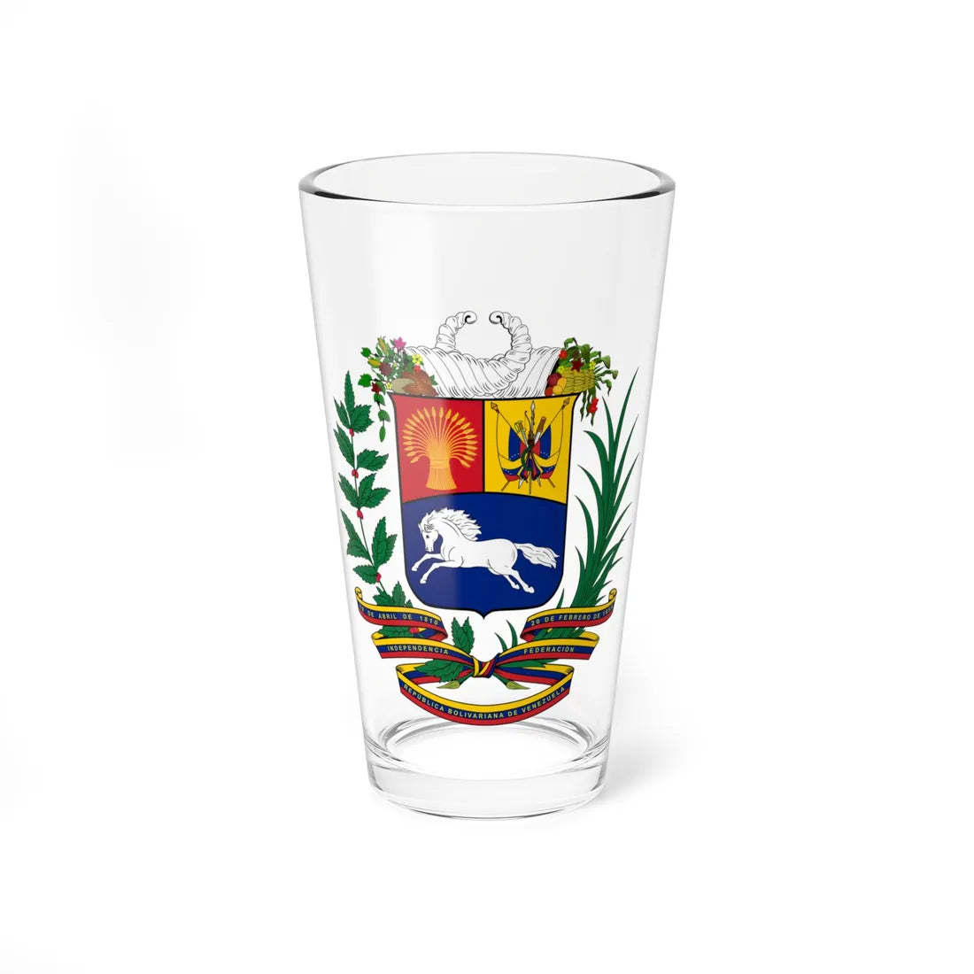 Coat of arms of Venezuela (Venezuela) (Coat of Arms) Pint Glass 16oz 16oz - Go Mug Yourself