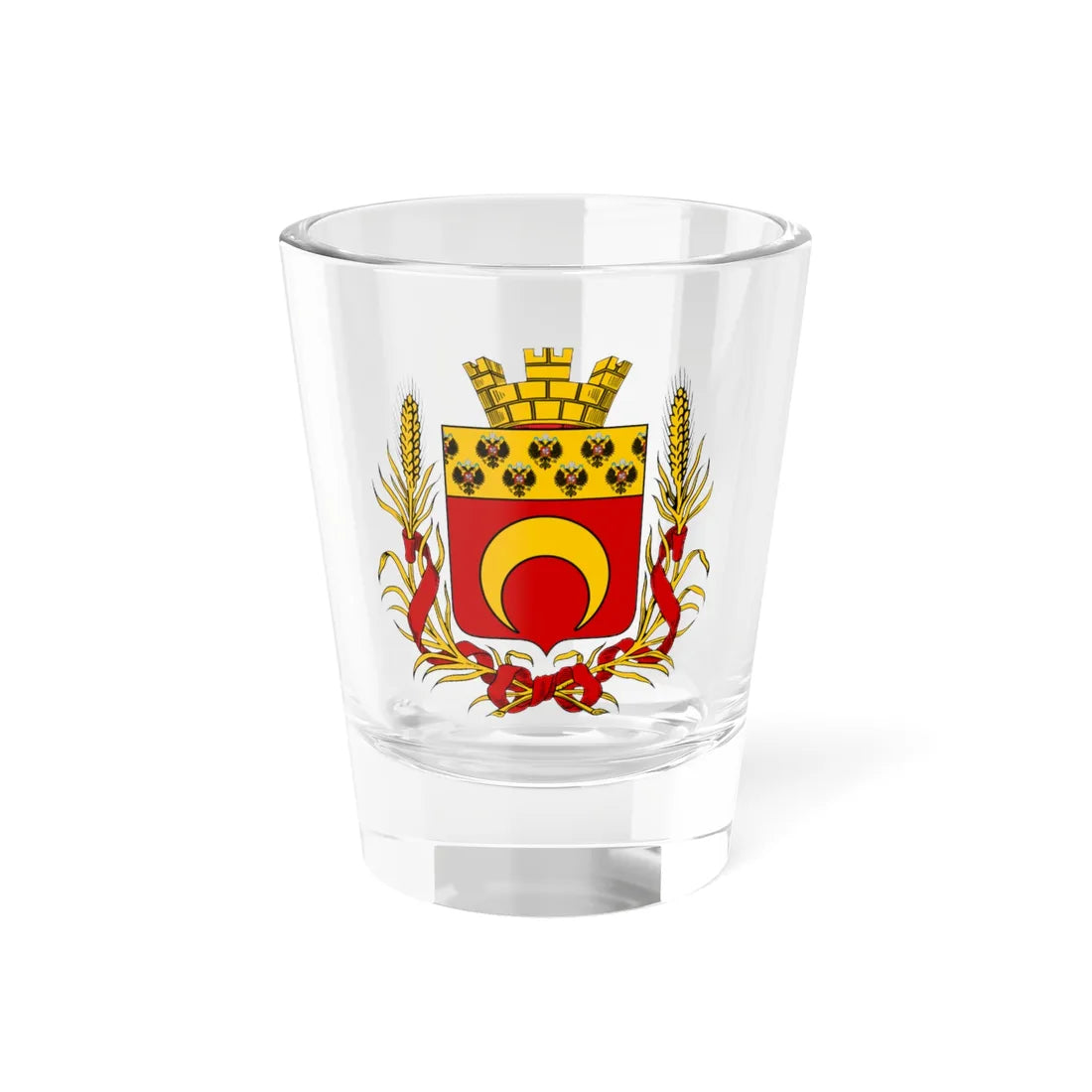 Coat of arms of Verniy 1908 (Russia) (Coat of Arms) Shot Glass 1.5oz 1.5oz - Go Mug Yourself