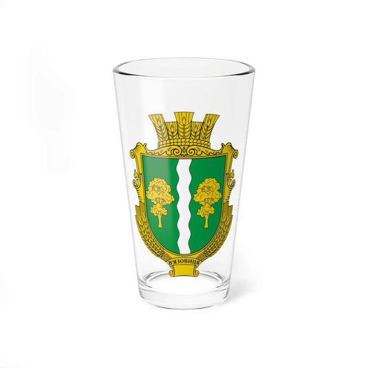 Coat of arms of Viazovytsia Vinnytsia Raion (Ukraine) (Coat of Arms) Pint Glass 16oz 16oz - Go Mug Yourself