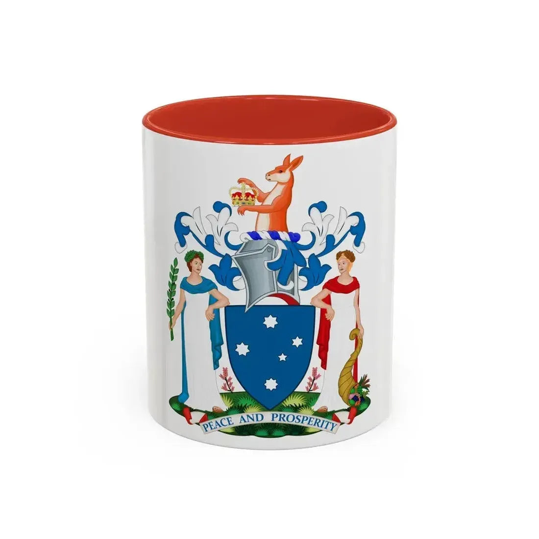 Coat of Arms of Victoria - Accent Coffee Mug 11oz Red - Go Mug Yourself