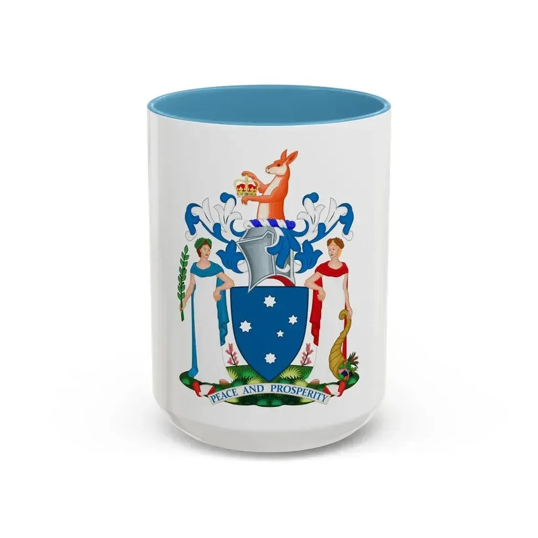 Coat of Arms of Victoria - Accent Coffee Mug 15oz Light Blue - Go Mug Yourself