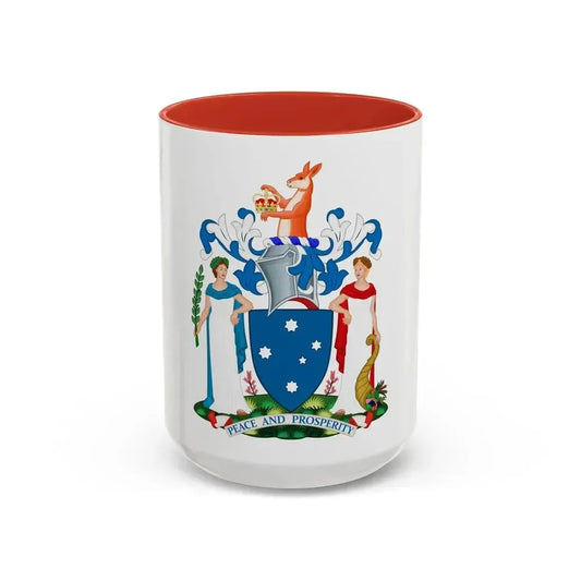 Coat of Arms of Victoria - Accent Coffee Mug 15oz Red - Go Mug Yourself