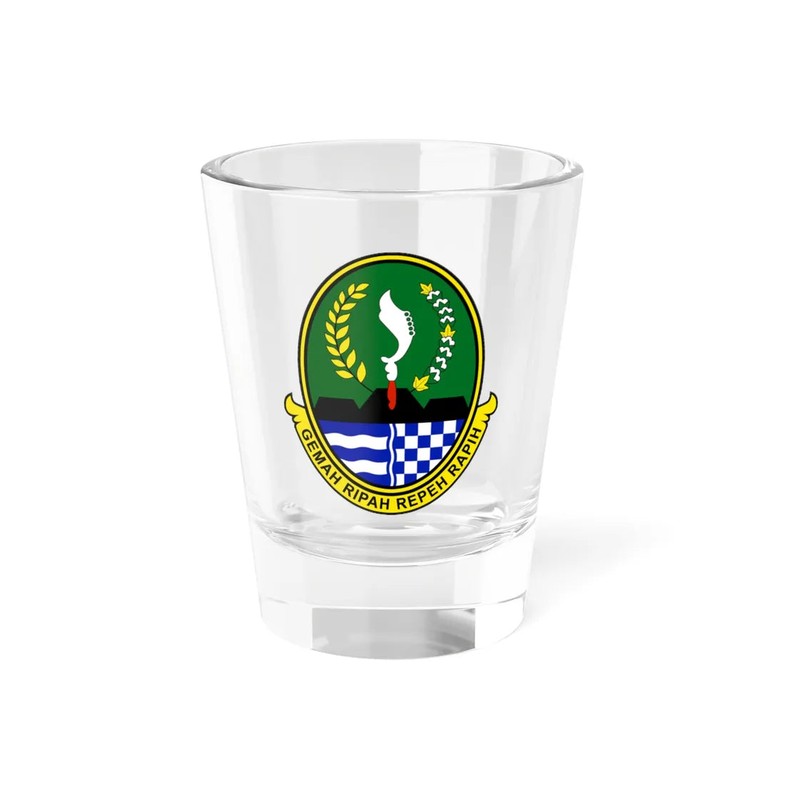 Coat of arms of West Java (Indonesia) (Coat of Arms) Shot Glass 1.5oz 1.5oz - Go Mug Yourself