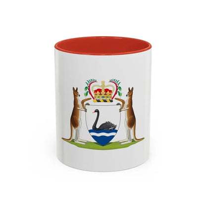 Coat of arms of Western Australia - Accent Coffee Mug 11oz Red - Go Mug Yourself