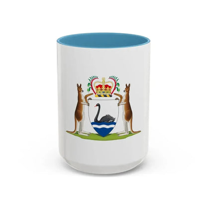 Coat of arms of Western Australia - Accent Coffee Mug 15oz Light Blue - Go Mug Yourself