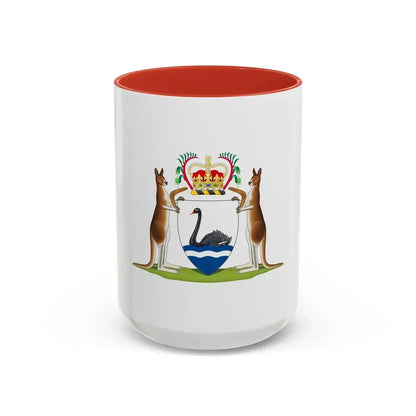 Coat of arms of Western Australia - Accent Coffee Mug 15oz Red - Go Mug Yourself
