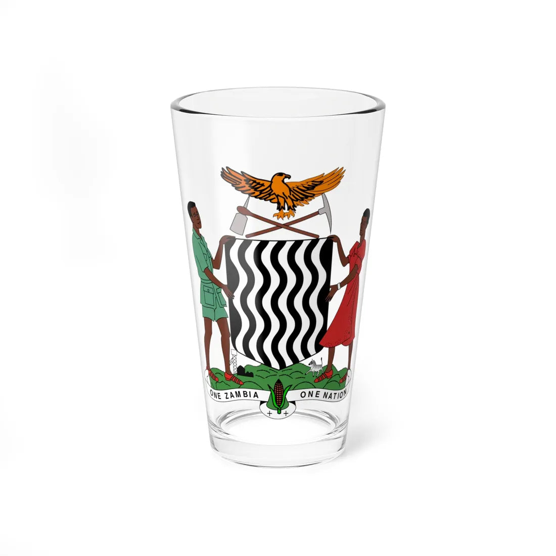 Coat of arms of Zambia (Zambia) (Coat of Arms) Pint Glass 16oz 16oz - Go Mug Yourself