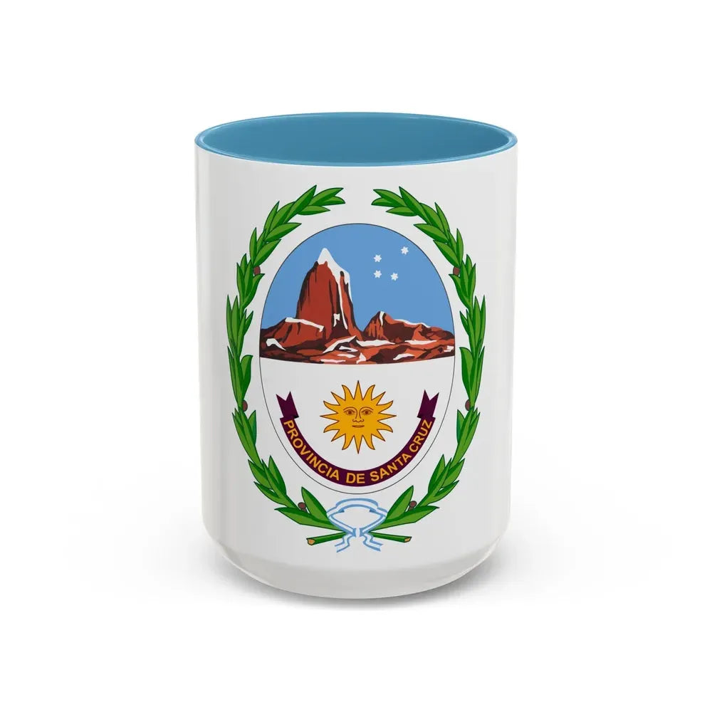Coat of Arms Santa Cruz Argentina - Accent Coffee Mug 15oz Light Blue - Go Mug Yourself