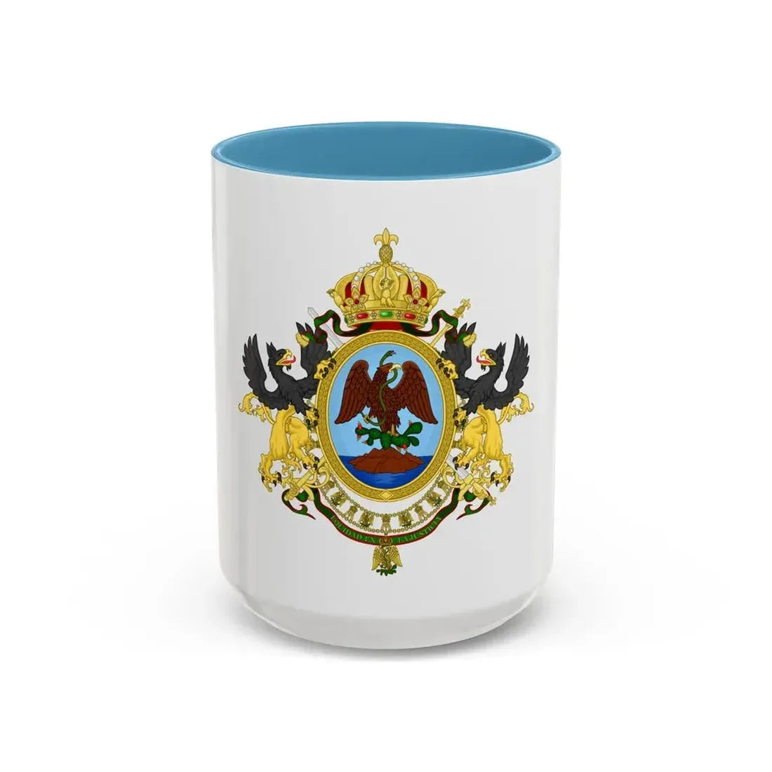 Coat of Arms Second Mexican Empire - Accent Coffee Mug 15oz Light Blue - Go Mug Yourself