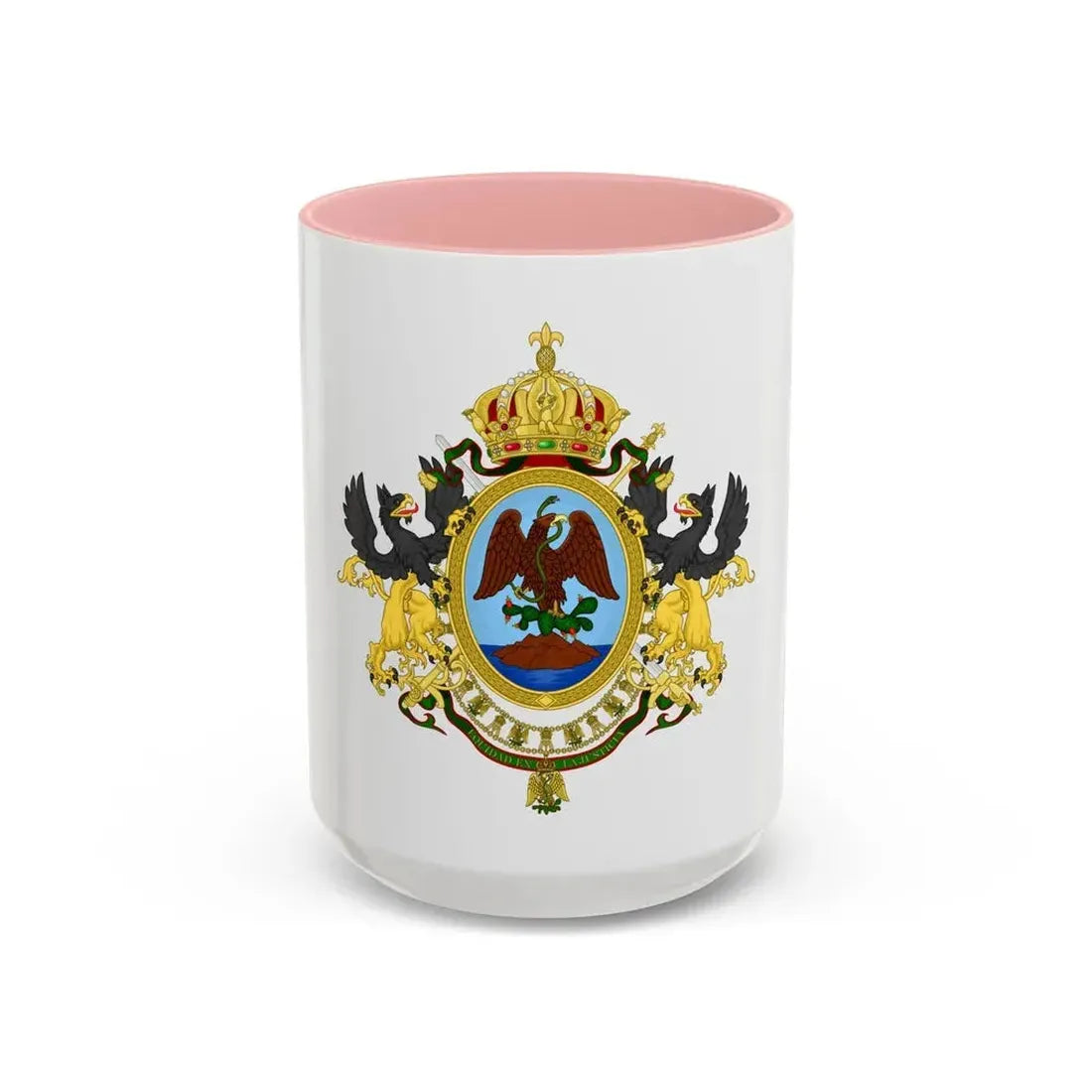 Coat of Arms Second Mexican Empire - Accent Coffee Mug 15oz Pink - Go Mug Yourself