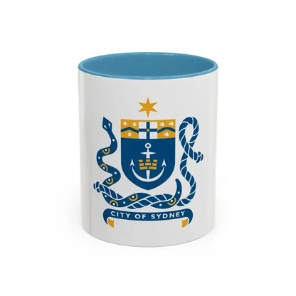 Coat of Arms Sydney Australia - Accent Coffee Mug 11oz Light Blue - Go Mug Yourself