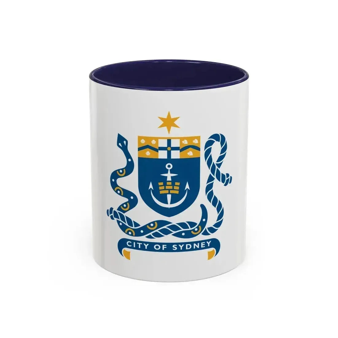 Coat of Arms Sydney Australia - Accent Coffee Mug 11oz Navy - Go Mug Yourself