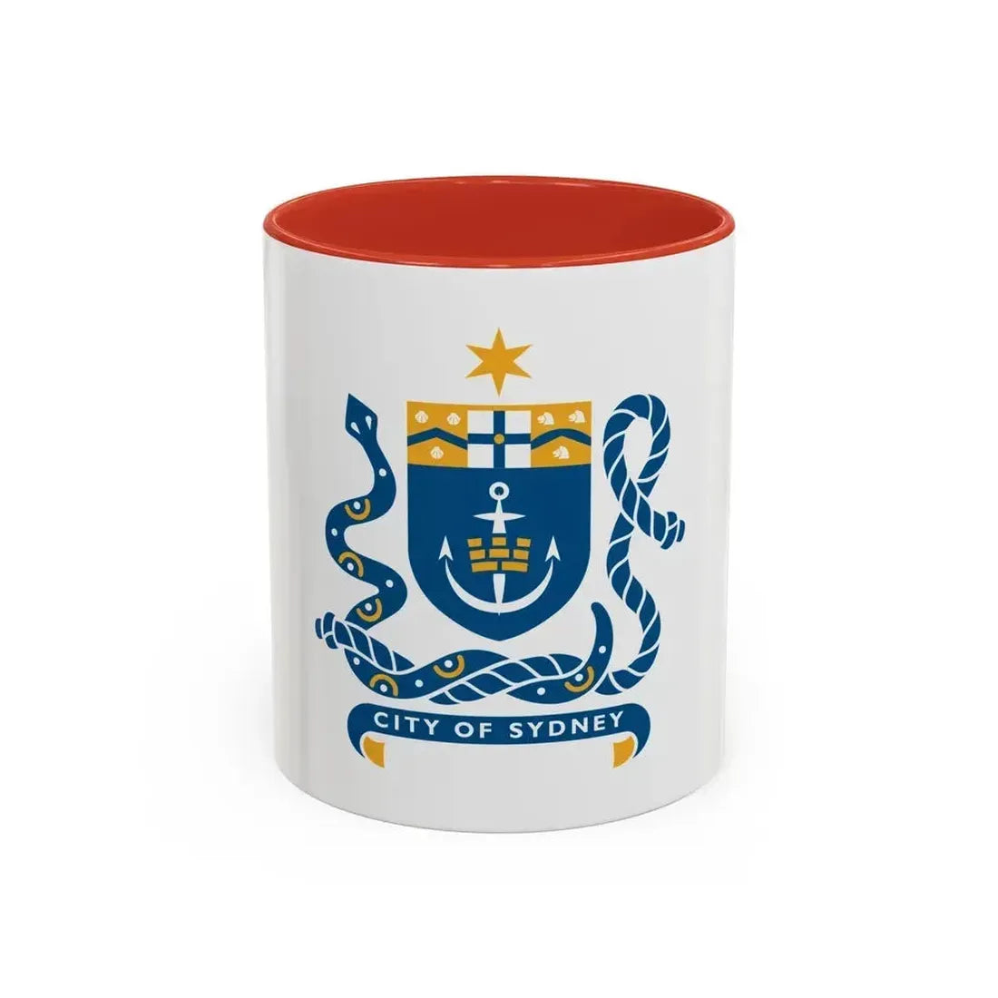 Coat of Arms Sydney Australia - Accent Coffee Mug 11oz Red - Go Mug Yourself